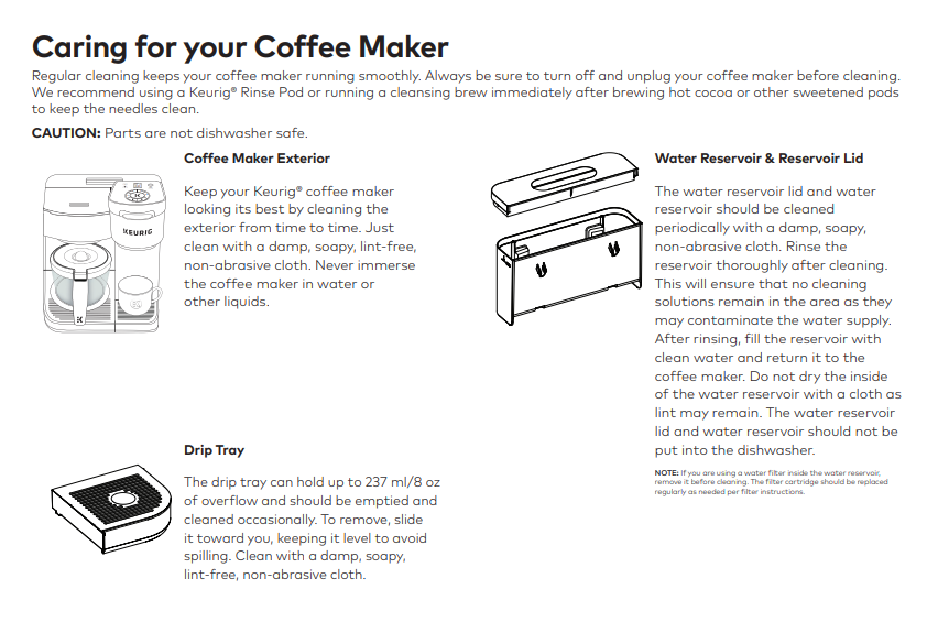 Keurig K-Duo User Manual: Caring for your Coffee Maker